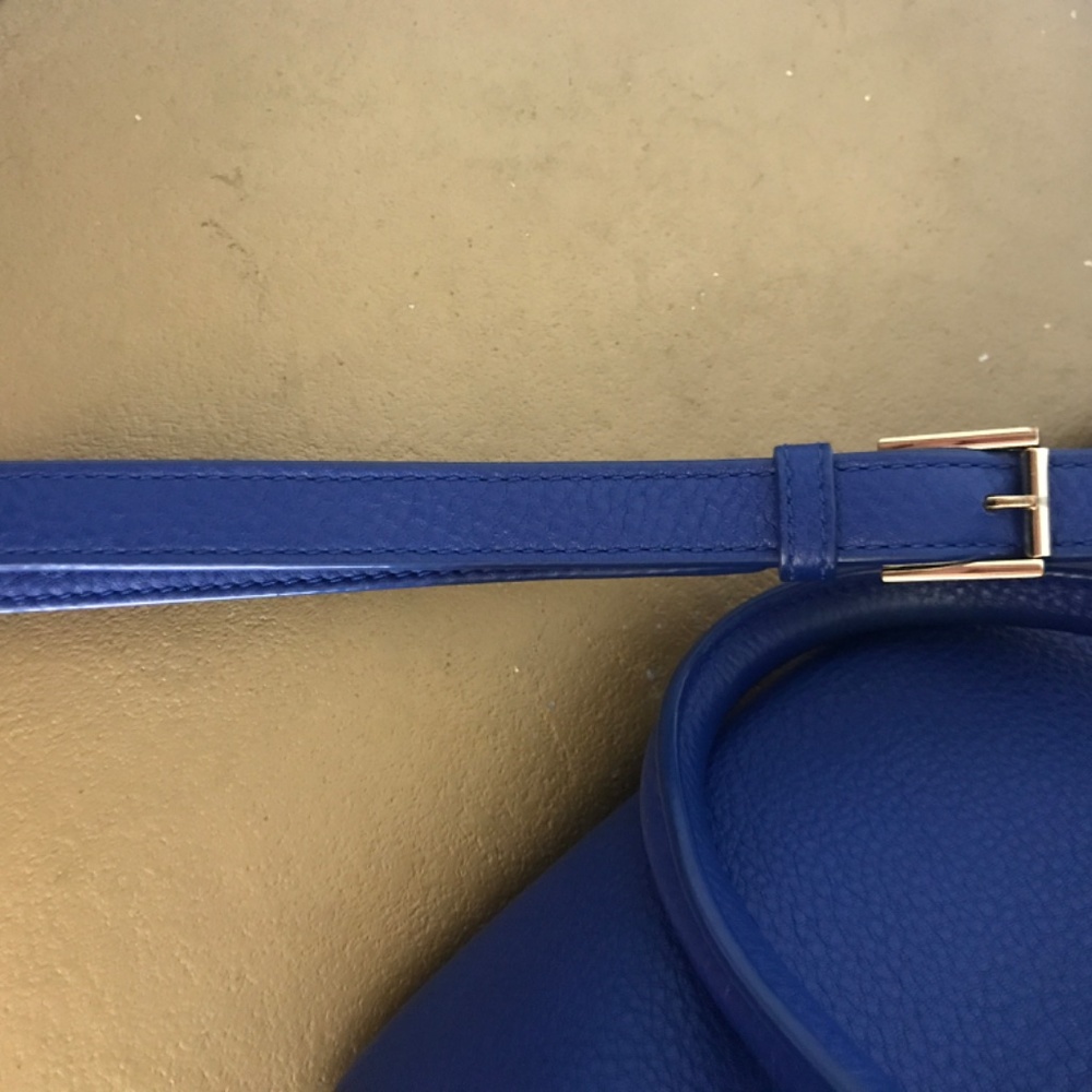 Tory Burch Blue Pebbled Leather Satchel - Picture 8 of 14